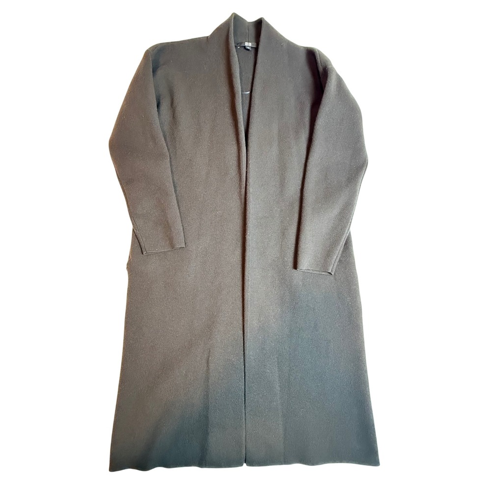 Uniqlo Black Longline Open Front Cardigan Duster Sweater Women's XXS Minimalist - Picture 7 of 14